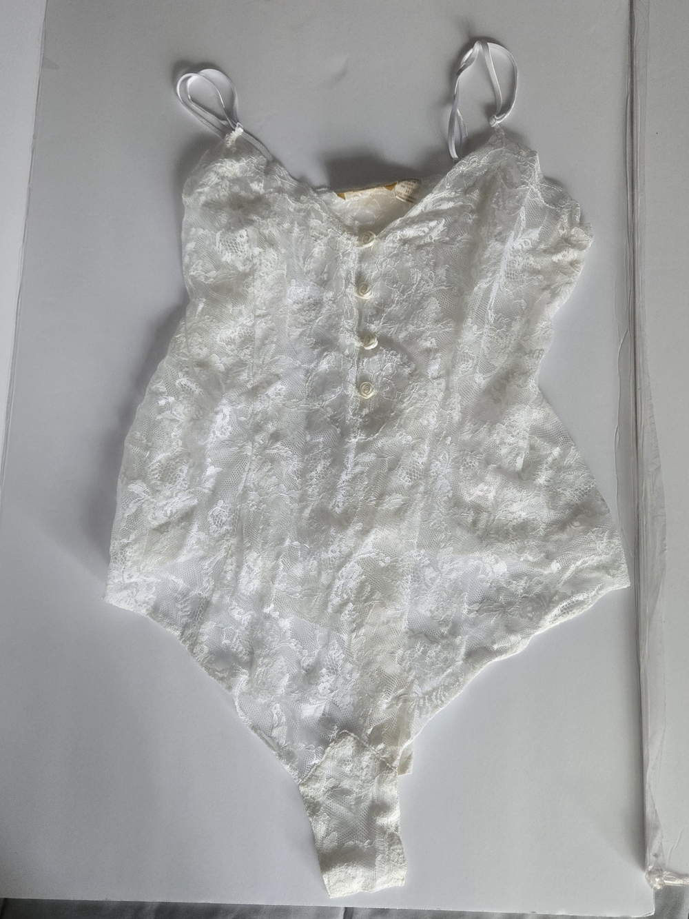 Victoria's Secret White Lace Button-Front Bodysuit